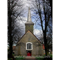 St Margaret, Stanford Rivers Church - The original W window can be seen here, high up in the W wall 
of the nave.

