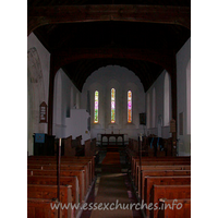 St Mary, Broxted Church - The chancel has its original lancet windows, though the nave 
has no early features.

