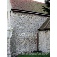 St Mary & All Saints, Great Stambridge Church - In the N wall of both the chancel and nave are indications of 
blocked round headed windows. The wall itself is too thin to be Norman work.
