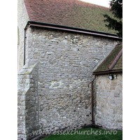 St Mary & All Saints, Great Stambridge Church - In the N wall of both the chancel and nave are indications of 
blocked round headed windows. The wall itself is too thin to be Norman work.
