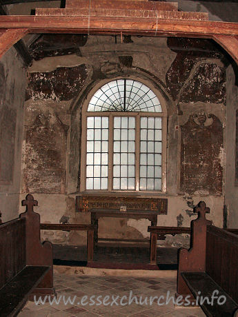St Mary, Mundon Church - 



The chancel. Currently (July 2005), the church is closed to 
all visitors, due to the movements of the foundations.
Even when I visited, the most precarious feeling place to be 
standing was in the chancel. Some of the cracks in the roof were looking rather 
monstrous. Despite feeling a little unsafe though, Mundon St Mary just draws you 
in further and further.



