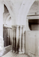 St Peter & St Paul, St Osyth Church - St. Clere's Pew at end of South Aisle
 
Presented by Kathleen Norman, in loving memory of her father, Arthur Norman, who took the photographs before the last restoration - in 1900.
From a photo on display in the church.