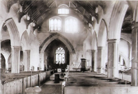 St Peter & St Paul, St Osyth Church - The Nave
 
Presented by Kathleen Norman, in loving memory of her father, Arthur Norman, who took the photographs before the last restoration - in 1900.
From a photo on display in the church.