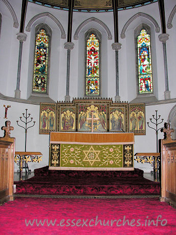 St Mary (New Church), Mistley  Church - A very colourfully decorated chancel.


