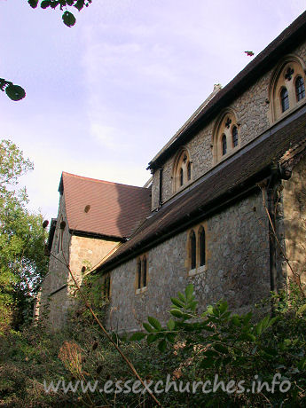 St Mary, Langdon Hills New Church - The lesser spotted N side of St Mary, Langdon Hills. Your intrepid photographer risked life and limb for this photo. :o)


