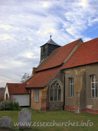 St Mary, Buttsbury Church - Two original 
traceried windows were discovered during a restoration of 1923. One can be seen 
here. Unfortunately, the glass chosen to populate this window leaves a lot to be desired. 
It can be seen under the Interior tab.




