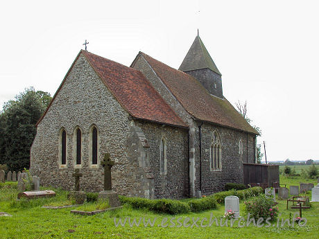 All Saints, Sutton Church - 


Since the damage and ultimately, the demolition of St Mary's, 
Shopland, this church has also served Shopland.
The church consists of a nave, chancel and pyramid-roofed 
belfry.









