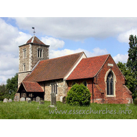 Holy Cross, Basildon Church - 


When one thinks of Basildon, it is not usually a historic 
image like this that comes to mind. However, Basildon did exist before becoming 
... well ... the Basildon that we know today. And Holy Cross formed the parish 
church of the original parish of Basildon. 
This view from the SE shows the church off in its full glory. 
Here can be seen the unbuttressed W tower, the 14th century nave, and the 
chancel that was rebuilt in brick in 1597.








