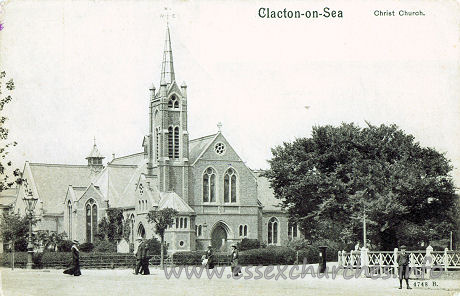 Christ Church, Clacton-on-Sea  Church - 


"Platino-Photo" Postcard. Pictorial Stationery Co., Ltd. 
London.
Printed at the works in Hamburg.
Peacock Brand Trade Mark.










