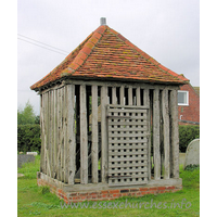 All Saints, Wrabness Church - 


This is the Wrabness bell tower. Though it is really more of a 
bell cage. It is likely dated in either C17 or C18. Pevsner describes it as 
being like a village lock-up.













