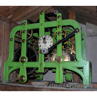 St James, West Tilbury Church - 



The clock workings, by John Moore & Sons, Clerkenwell, London. 
1883.
The brass wheel to the lower right appears to be dated 1884.
 













