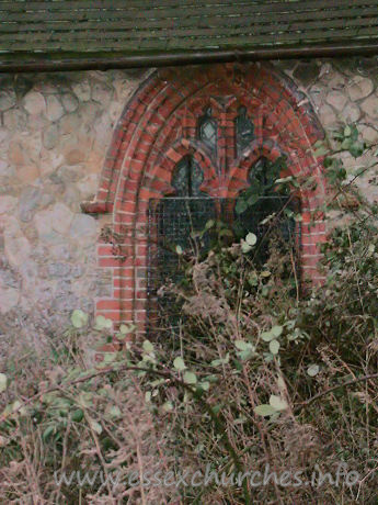 All Saints, North Benfleet Church - 


In the north chancel wall, an early C16 brick window, with two-light panel tracery.














