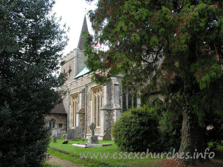 , Great%Bardfield Church - This view of the church shows the S aisle, complete with late C14 windows.