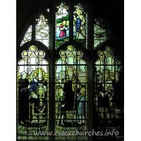 St Mary the Virgin, Great Bardfield Church - A rather dark window to photograph.
This window represents the introduction of Christianity into England from Italy.
In memory of Lionel Lampet, vicar of this parish 1867-1921.