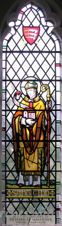 St Mary the Virgin, Great Bardfield Church - Chancel N wall - representing St Cedd.
In memory of Revd Richard Masheder, vicar 1947-1974.