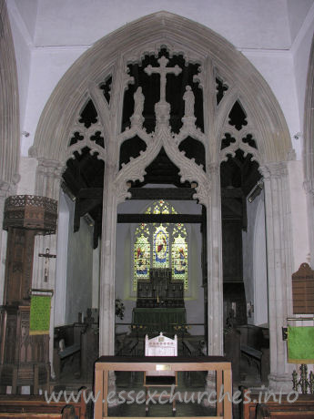 St Mary the Virgin, Great Bardfield Church - The screen is in the perpendicular style dating it, later than Stebbing, to the latter half of the C14.