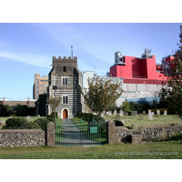 St Clement, West Thurrock Church - St Clement's church in West Thurrock is well known for two 
main reasons:
 
1. It was the setting for the funeral in Four Weddings and a Funeral.
 
2. It is the church that is dwarfed by the huge Proctor & Gamble factory behind it.
















