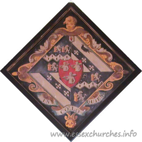 St Michael, Theydon Mount Church - 


This is the hatchment of Abigail, wife of Sir William Smyth, 
6th Bt. She died 1787.
