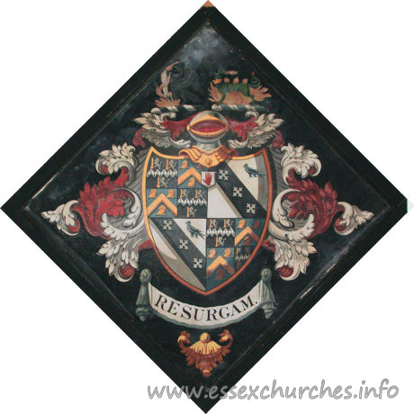 St Michael, Theydon Mount Church - 




This is the hatchment of Sir William Smijth, 7th Bt., who died 
1823.



