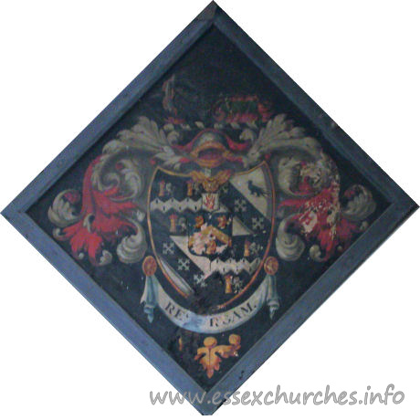 St Michael, Theydon Mount Church - 




This hatchment belongs to Sir Thomas Smijth, 9th Bt, who died 
1838.



