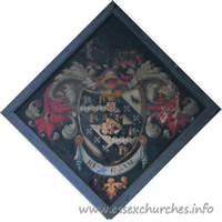 St Michael, Theydon Mount Church - 




This hatchment belongs to Sir Thomas Smijth, 9th Bt, who died 
1838.



