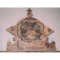 St Michael, Theydon Mount Church - 


This second image of the panelled altar tomb of Sir Thomas 
Smith shows his Achievement at the top of the tomb.

















