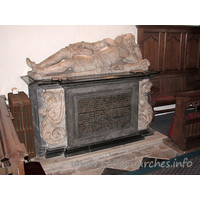 St Michael, Theydon Mount Church - 


The final large monument in the church is to Sir Thomas Smith 
d.1668, the son of Sir William Smith d.1631. Of black and white marble, with no 
super-structure. To each side of the inscription can be seen thick angle volutes 
ending in cherubs' heads.
Here lyeth y body of Sr Thomas Smith of Hill 
Hall in the County of Essex Baronet (Son of Sr William Smith of y same place Knt) 
He had two wives. Y first Joanna (the daughter of Sr Edward Altham of this 
County) by her he had Eleven Sons & two Daughters where of nine Sons are yet 
living. She died July 14th 1658. The second Beatruce (Daughter of y Right Honble 
Francis Viscount of Valentia) who died March 26, 1668 After he had lived 66 
years with great reputation for Loyalty to his Prince & Conformity to the Church 
of England in Apostate times and served his King & Country in Chiefest places of 
trust and credit in the County, peaceably departed this life in our Lord Jesus 
This Monument as a testimony of the true affection of his son Sr Edward Smith 
Baronet was erected to the memory of his deare Father deceased on the 5th of May 
1668

