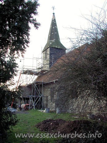 St Mary, Ramsden Crays Church - Ramsden Crays parish church is described in Pevsner as being 
"Now disused and ruinous." This would have been part of the revision made by 
Enid Radcliffe. 
Further investigation has shown that the church was, indeed, 
unfit for use in the 1960s, and the congregation used the nearby church hall for 
all services. In 1993, the church was again closed, this time permanently, and 
the church hall took over all its functions. 
You can find more details about Ramsden Crays (or Crays Hill) 
church by clicking
here.

