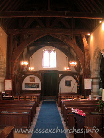 St Giles, Mountnessing Church - Looking west from the chancel.




