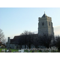 All Saints, Rettendon Church - The Kentish Rag tower is diagonally buttressed. It has a low 
pyramid roof, a SE stair turret and is embattled.

	Image reproduced by kind


	permission of Julie Archer.

