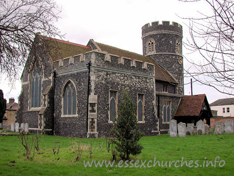 , South%Ockendon Church - The perpendicular N chancel chapel is C13, as is the round 
tower.



