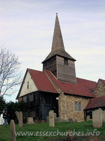 St Nicholas, Laindon Church - This view from the SW shows the Priest's House in relation to 
the rest of the church.




