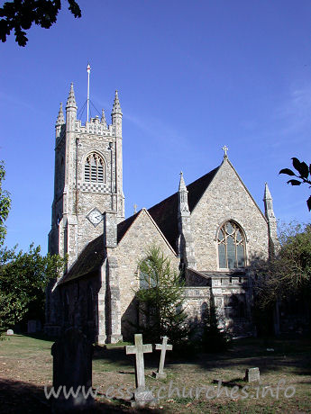 St Margaret of Antioch, Stanford-le-Hope Church - The tower, dating from 1883, and the West front both hide a 
building that can be traced back to the 12th century.