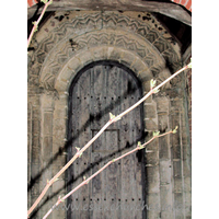 Dedication Unknown, Mashbury Church - The S Norman doorway is rather impressive. Next time, though, 
I shall be sure to take my secateurs along!
