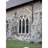 St Catherine, East Tilbury Church - A closer view of the blocked S arcade, now pierced with a 
decorated window.
