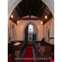 St Mary, Stifford Church - Looking W towards the tower. Notice Julie, my fianc�e looking 
suitably occupied with something in the S aisle.

