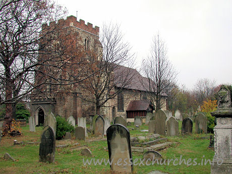 St Mary Magdalene, East Ham Church - Here we see St Mary Magdalene surrounded by just a small part 
of her 9.5 acres of churchyard. This was only recently closed to burials, and is 
now maintained by Newham Council as a nature reserve.
