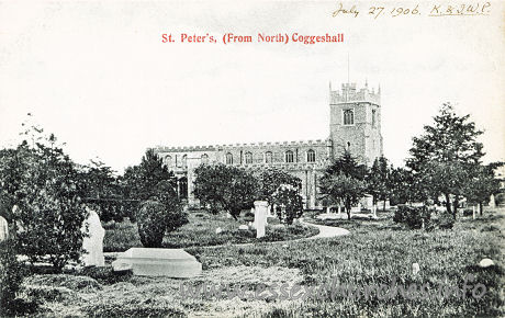 St Peter ad Vincula, Coggeshall Church - Postcard of St Peter's from the 1900s.