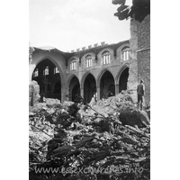 St Peter ad Vincula, Coggeshall Church - One of a series of 8 photos bought on eBay. Photographer unknown.
 
"From the foot of the Tower showing destruction of the North Wall and roof." - dated September 1940.