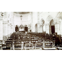 Our Lady of Light (Catholic), Clacton  Church - The neo-Norman style is highly evident here, with the low circular piers, the crossing with crossing tower, the transepts with an eastern aisle, and the apse with a narrow ambulatory.