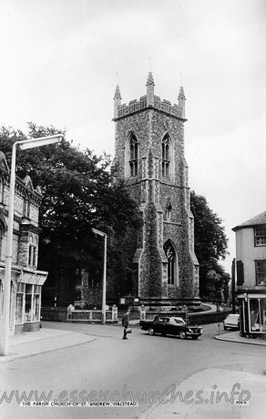 St Andrew, Halstead Church - Postcard by Cranley Commercial Calendars, Ilford, Essex.