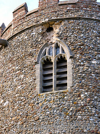 St Gregory & St George, Pentlow Church - A closer shot of the lightning damage.

