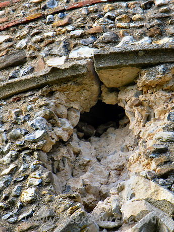 St Gregory & St George, Pentlow Church - The lightning damage.

