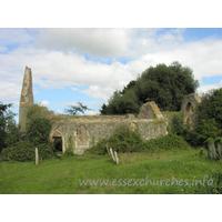 St Peter (Ruins), Alresford Church - Alresford church, seen here from the south, was ruined by fire in 1971.
