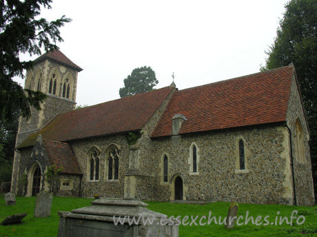 St Margaret, Wicken Bonhunt Church - An uninspiring church. The chancel is C13, as is evidenced by the small window high up on the E wall, and the S window. The rest of the church, however, is to the designs of John Hanson Sperling.