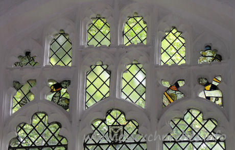 St Mary the Virgin, Henham Church - Fragments of medieval glass in the E window.