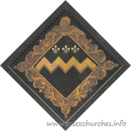 St Mary the Virgin, Henham Church - For Mary Feake, daughter and co-heiress of Samuel Feake. She died 14 April 1803, aged 82.
 
Details taken from Hatchments in Britain: 6, Edited by Peter Summers