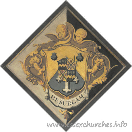 St Mary the Virgin, Henham Church - For Anne Charlotte Feake, who married Jonathan Cruse, and died post 1790.
 
Details taken from Hatchments in Britain: 6, Edited by Peter Summers