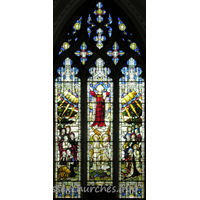 St Nicholas, Elmdon Church - The Ascension of Christ, by Clayton and Bell, 1911. This window is a memorial to Robert Fiske Wilkes (vicar 1842-1862) and his wife.