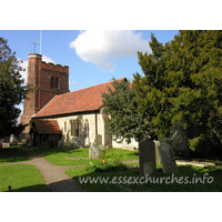 All Saints, Nazeing Church - All Saints, Nazeing, is seen here from the SE pathway. It is surrounded by trees, and is rather difficult to photograph.